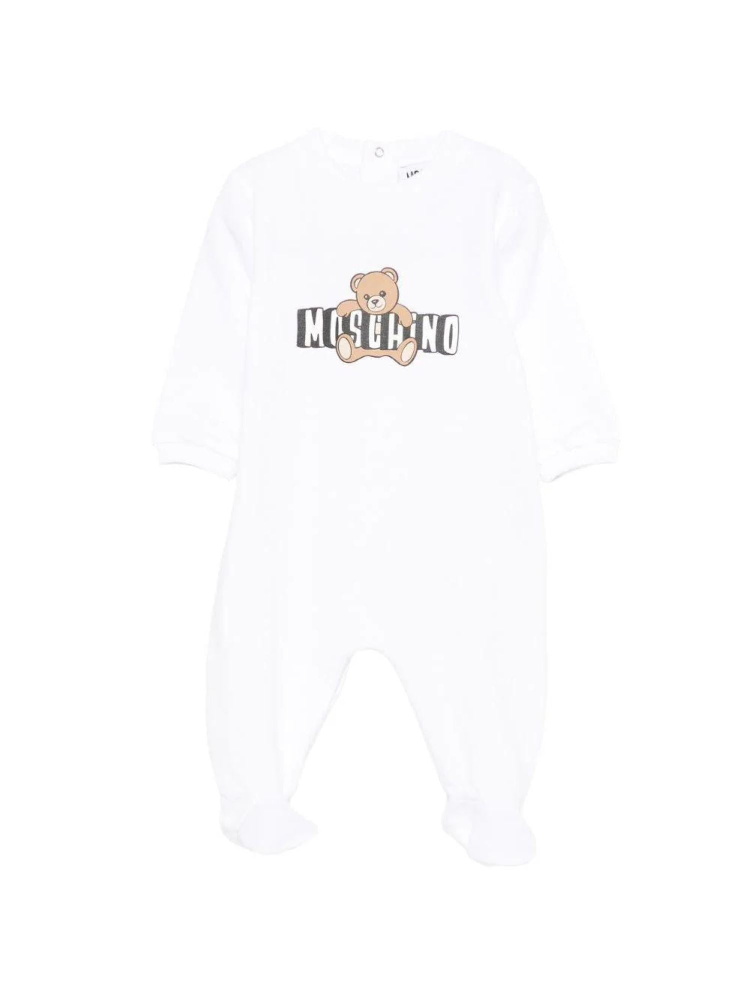Moschino tutina con piedini neonato stampa orsetti bianco MUT04P-LCA19 10101 MOSCHINO 
