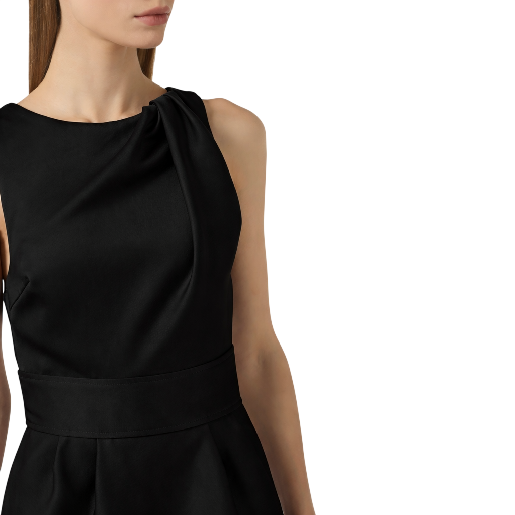 Elisabetta Franchi abito corto in duchesse nero AB87561 110 ELISABETTA FRANCHI 