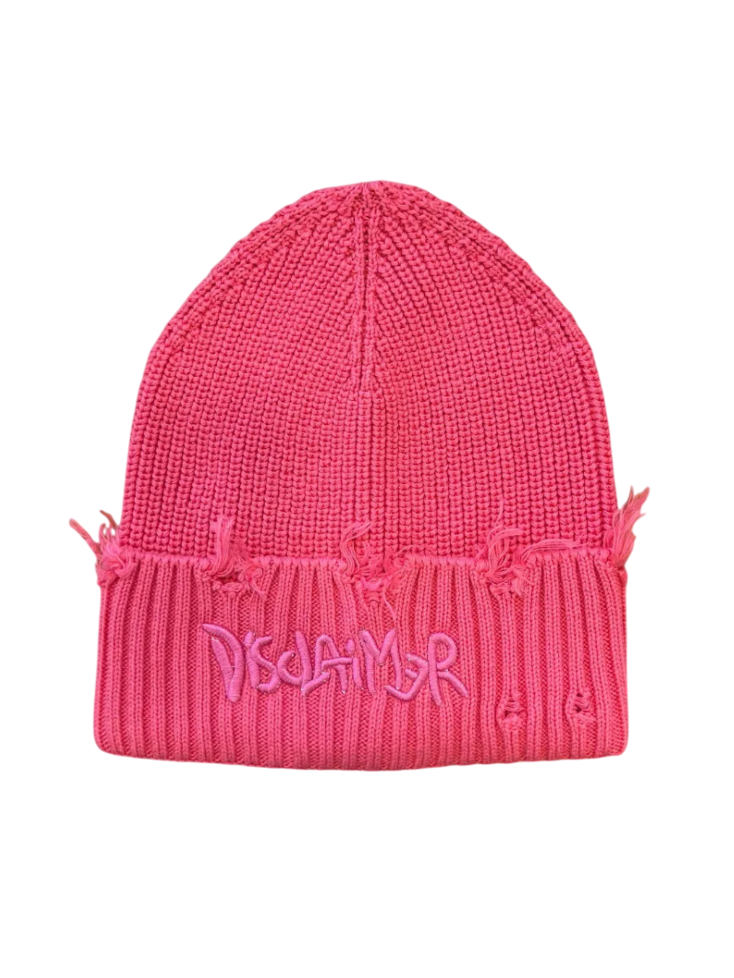 Disclaimer berretto in maglia a costine con logo rosa 54082 ROSA BUBBLE DISCLAIMER 