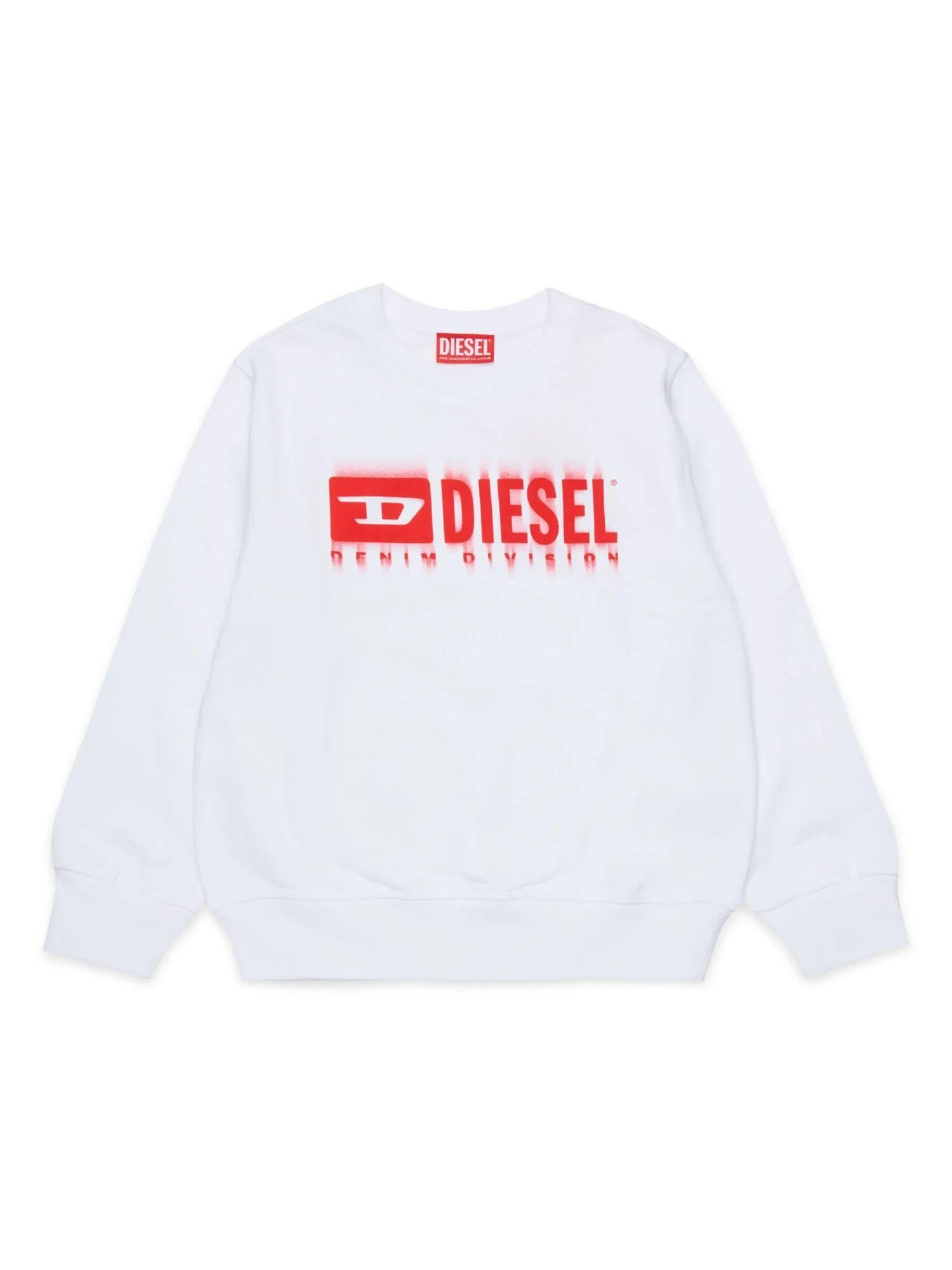 Diesel felpa in cotone con stampa logo bianco rosso J02040-KYAVF K100 DIESEL 