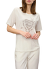 Blauer T-shirt donna Havey con logo strass panna
