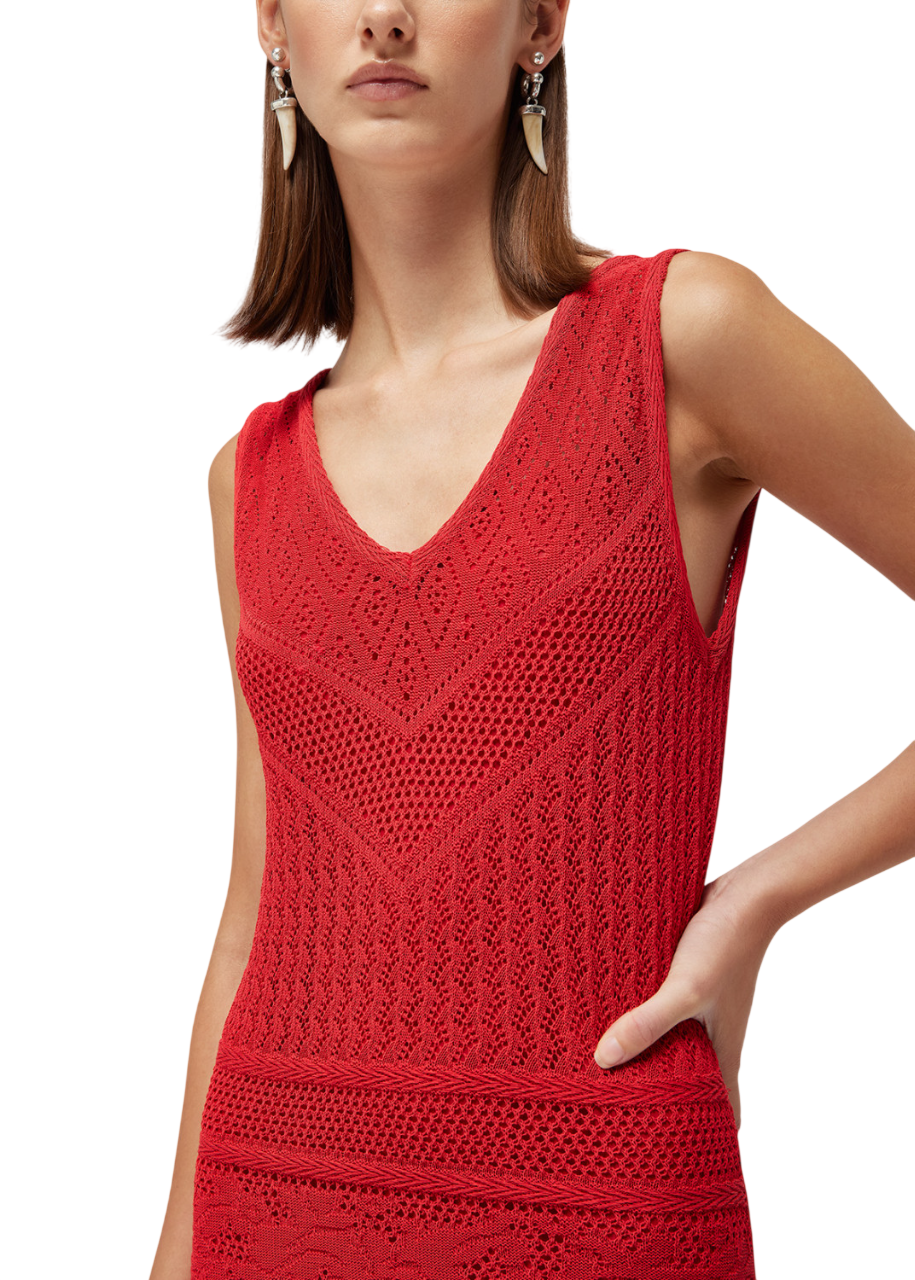 Blugirl abito lungo in maglia macramè rosso RA6083MA09S 81663 BLUGIRL 