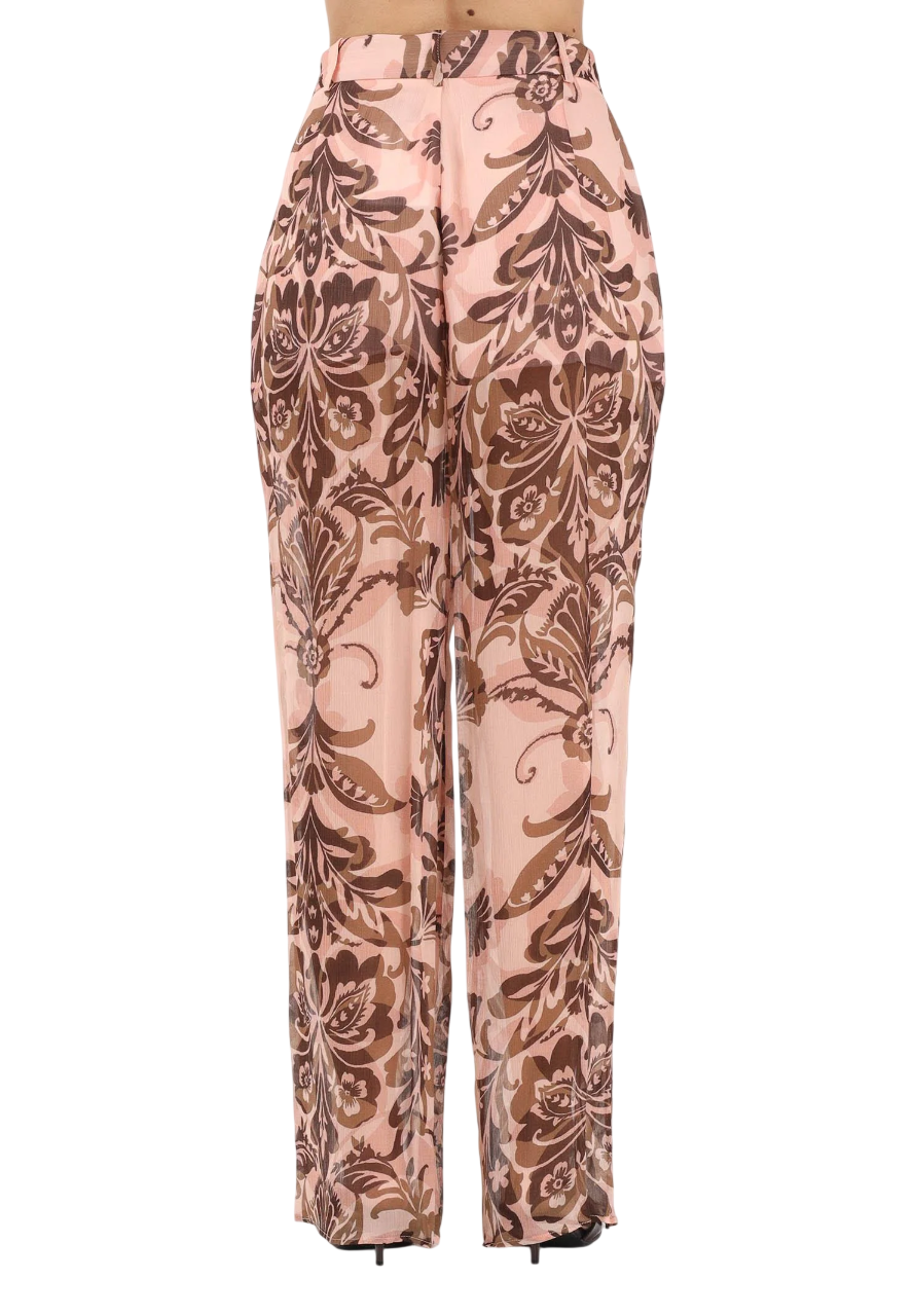 Simona Corsellini pantaloni palazzo in fantasia rosa beige P26CPPA02501 0697 SIMONA CORSELLINI 