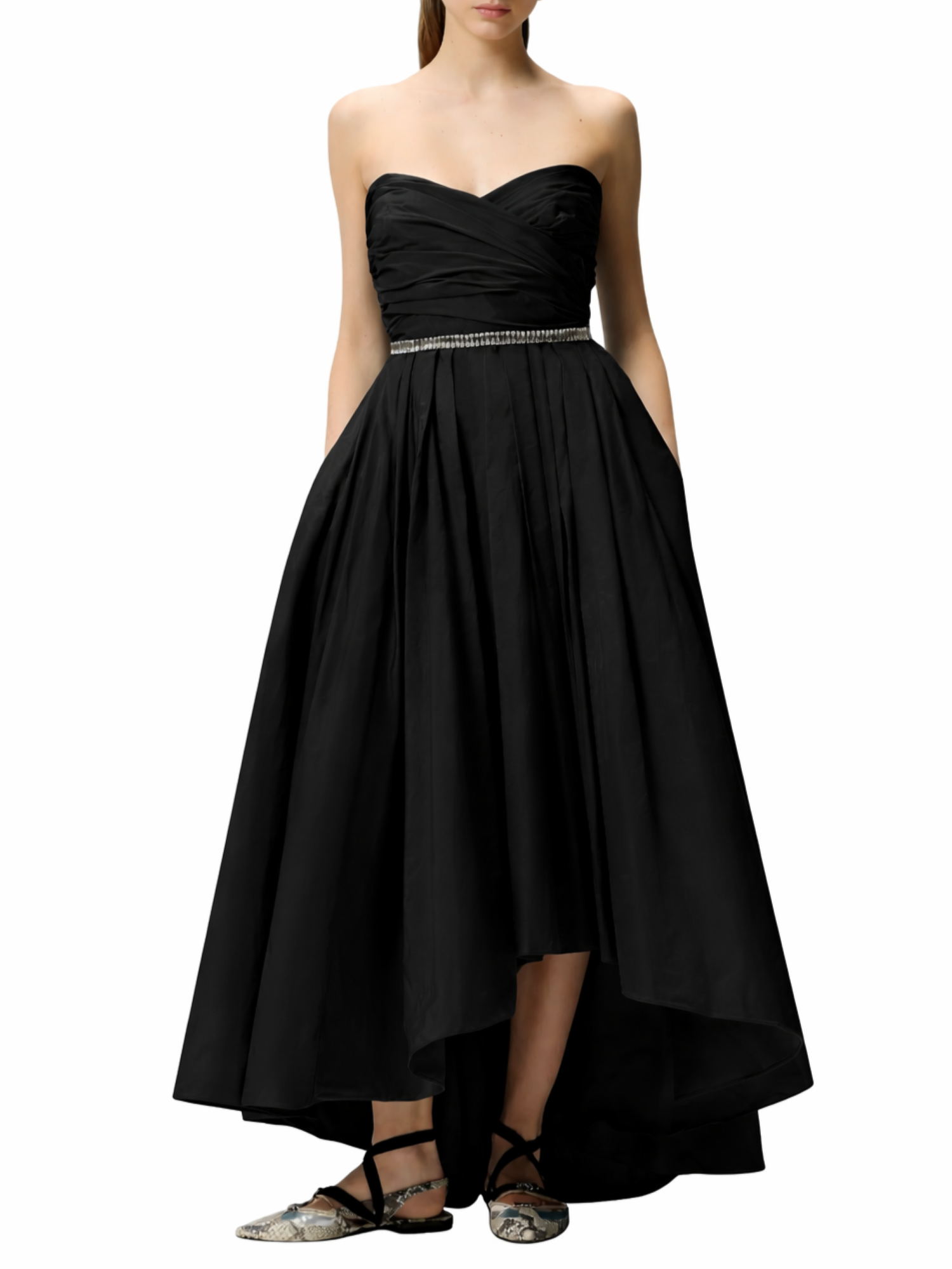 Pinko abito lungo in taffetà Dattero con cintina gioiello nero 106254-A327 Z99 PINKO 