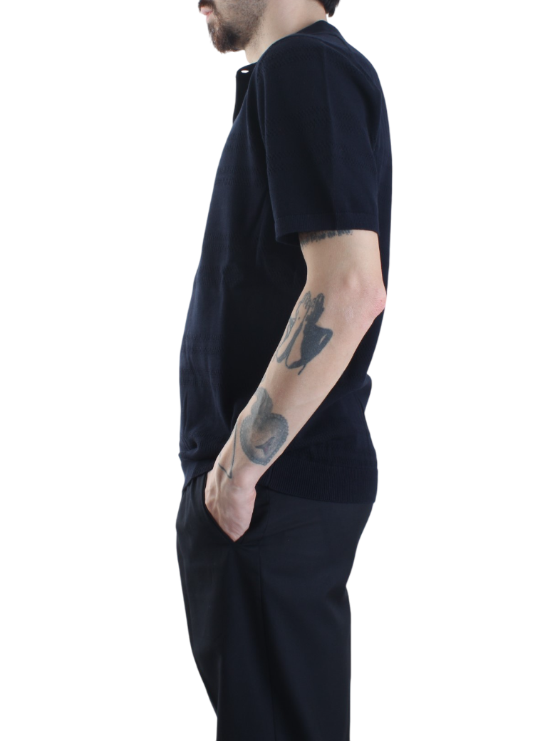 Opificio 4.0 polo manica corta in maglia traforata blu navy 651113 NAVY Opificio 4.0 