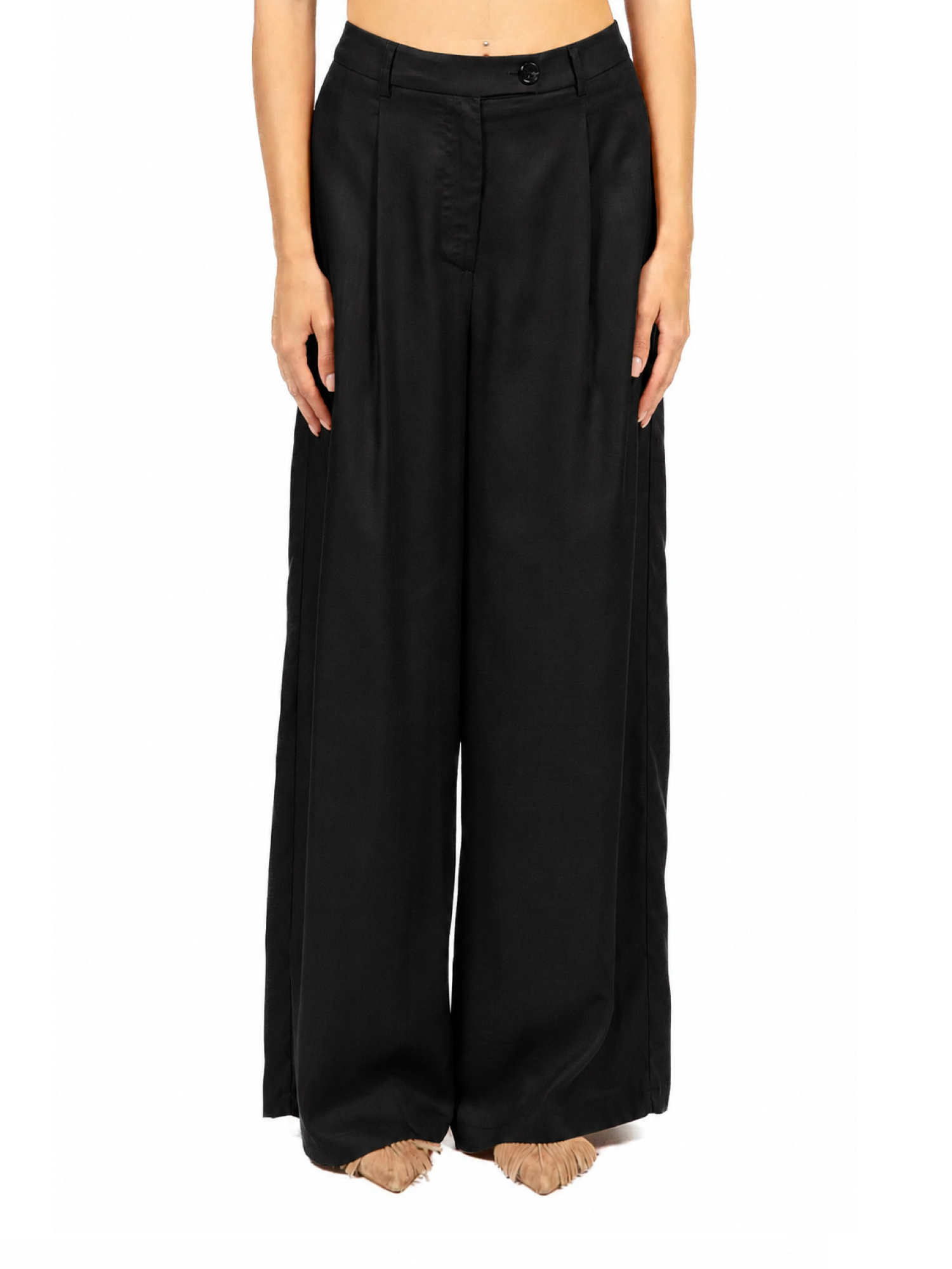 Vicolo pantaloni gamba larga con pinces nero TAB1631 NERO VICOLO 