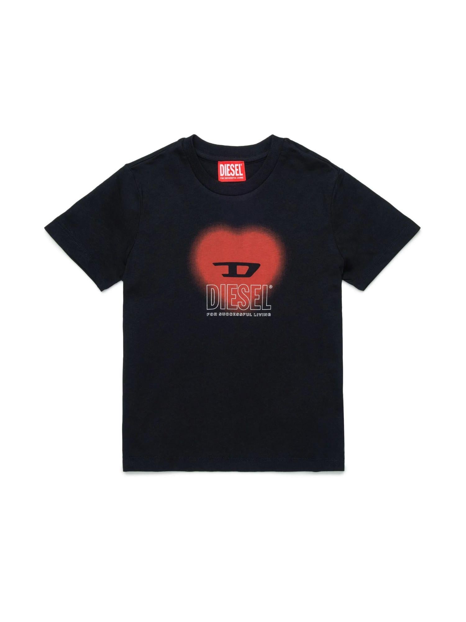 Diesel T-shirt maniche corte con stampa logo in cotone nero J02233-0CATM K900 DIESEL 