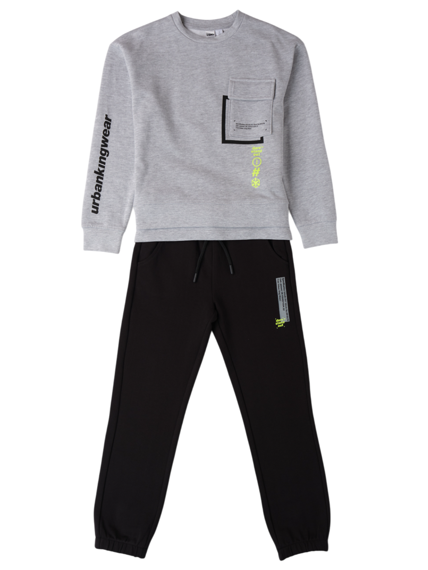 iDo completo di tuta felpa e pantaloni grigio nero 4B797 8992 iDO 
