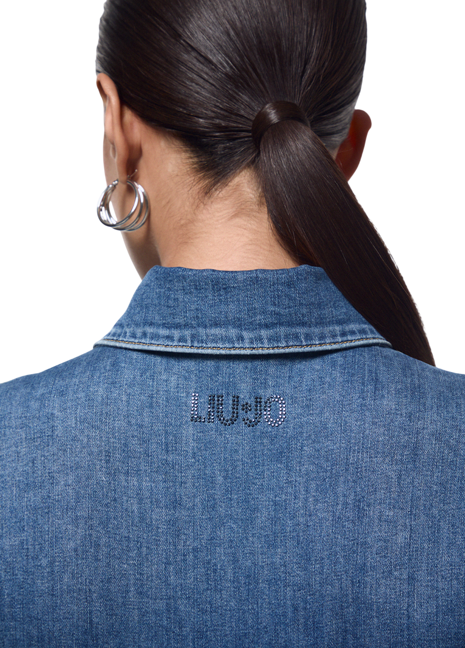 Liu Jo camicia donna crop in denim con stringhe lavaggio blu UA6507D0399 79157 LIU JO 