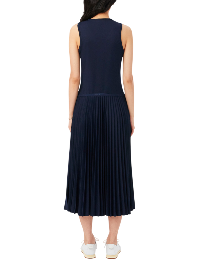 Lacoste abito lungo smanicato plissè blu EF2432 166 LACOSTE 