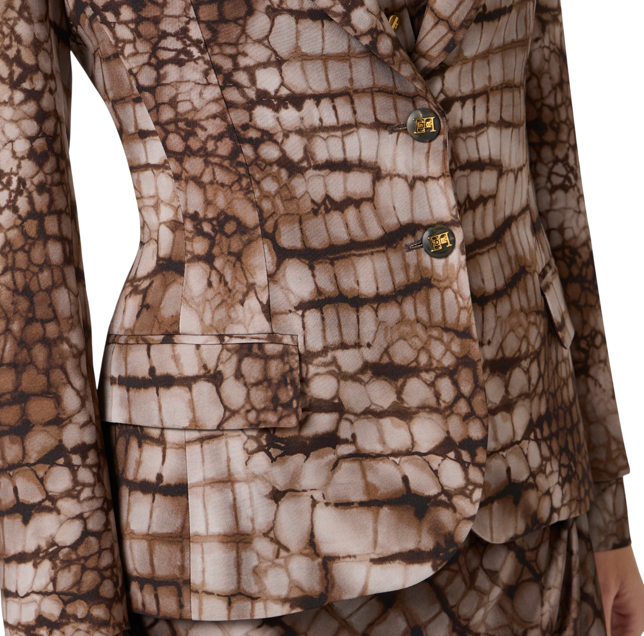 Elisabetta Franchi giacca blazer monopetto stampa alligatore marrone GI20761 644 ELISABETTA FRANCHI 