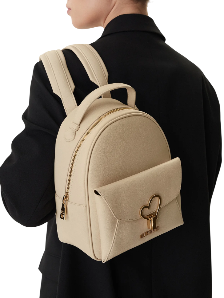 Love Moschino zaino donna in ecopelle con tasca beige chiaro JC4137PP1O-LQ0 110 MOSCHINO LOVE 