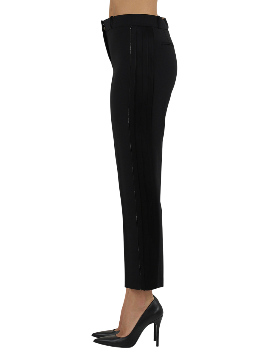 Elisabetta Franchi pantaloni slim con dettagli satin nero PA08856E2 110 ELISABETTA FRANCHI 