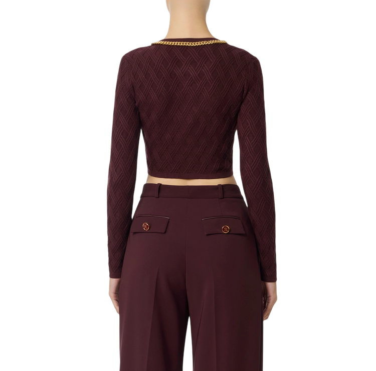 Elisabetta Franchi cardigan in maglia a rombi borgogna MK29B56E2 EA4 ELISABETTA FRANCHI 