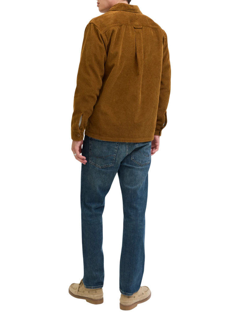 Jack&Jones camicia uomo in velluto millerighe marrone caramello 12278825 MONKS ROBE JACK&JONES 