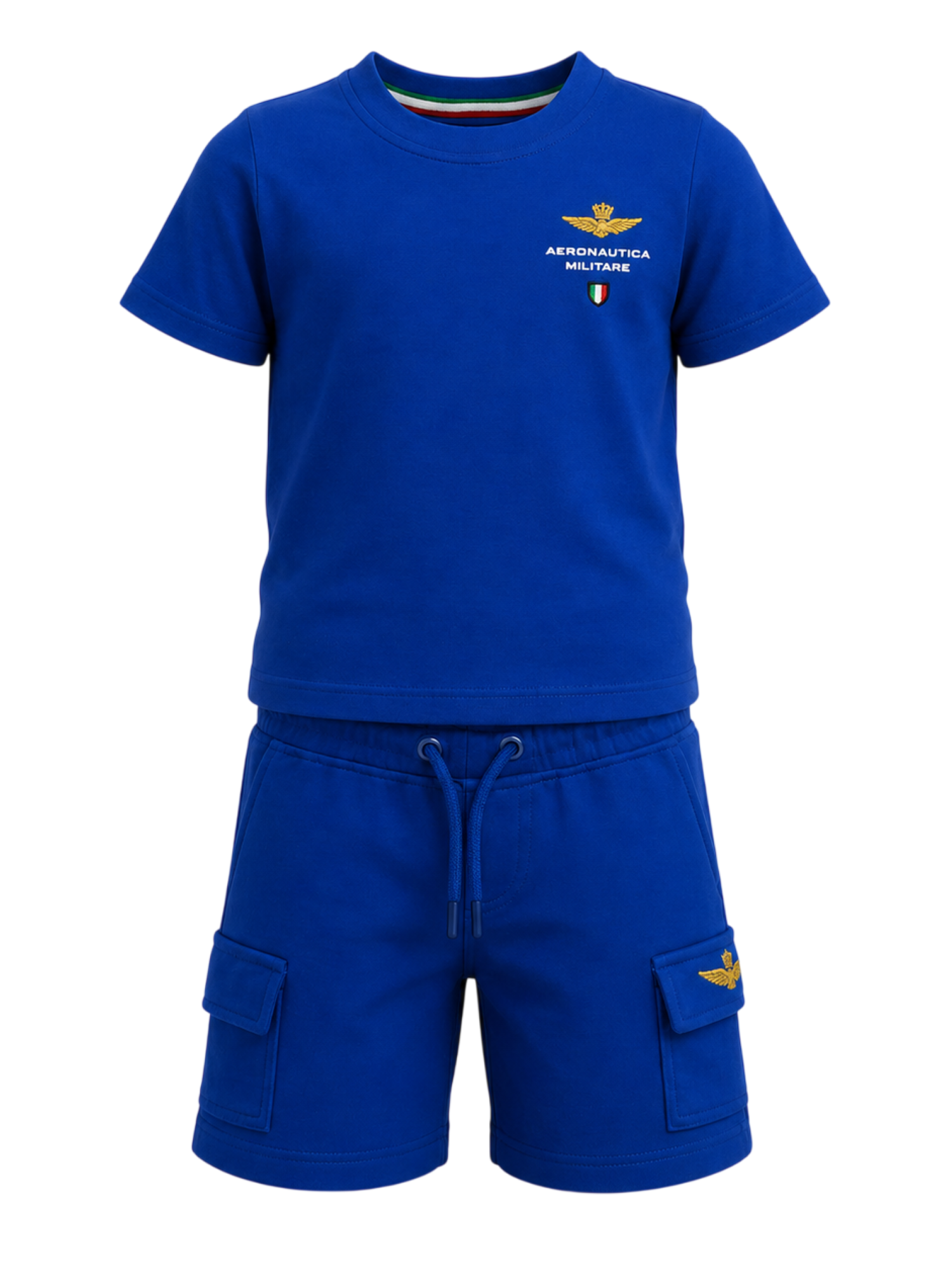 Aeronautica Militare completo bambino T-shirt e bermuda cargo azzurro 261TF0011A FRENCH BLUE AERONAUTICA MILITARE 