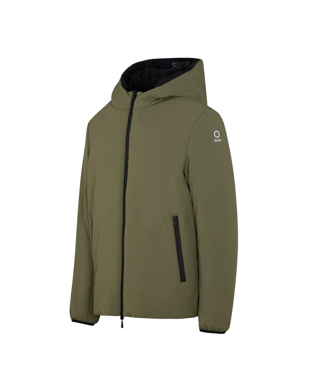 Suns giubbino imbottito reversibile con cappuccio verde militare nero GBS63021U ARMY-BLACK SUNS 