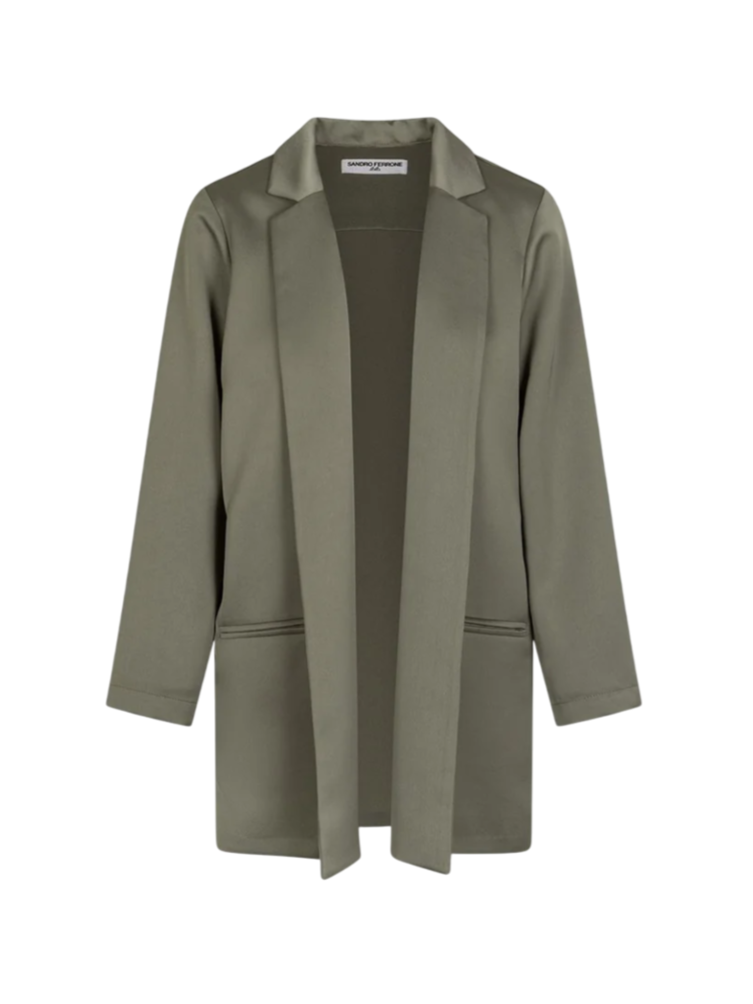 Lola by Sandro Ferrone giacca blazer in enver satin verde militare