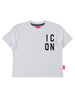 Icon T-shirt crop maniche corte con logo bianco