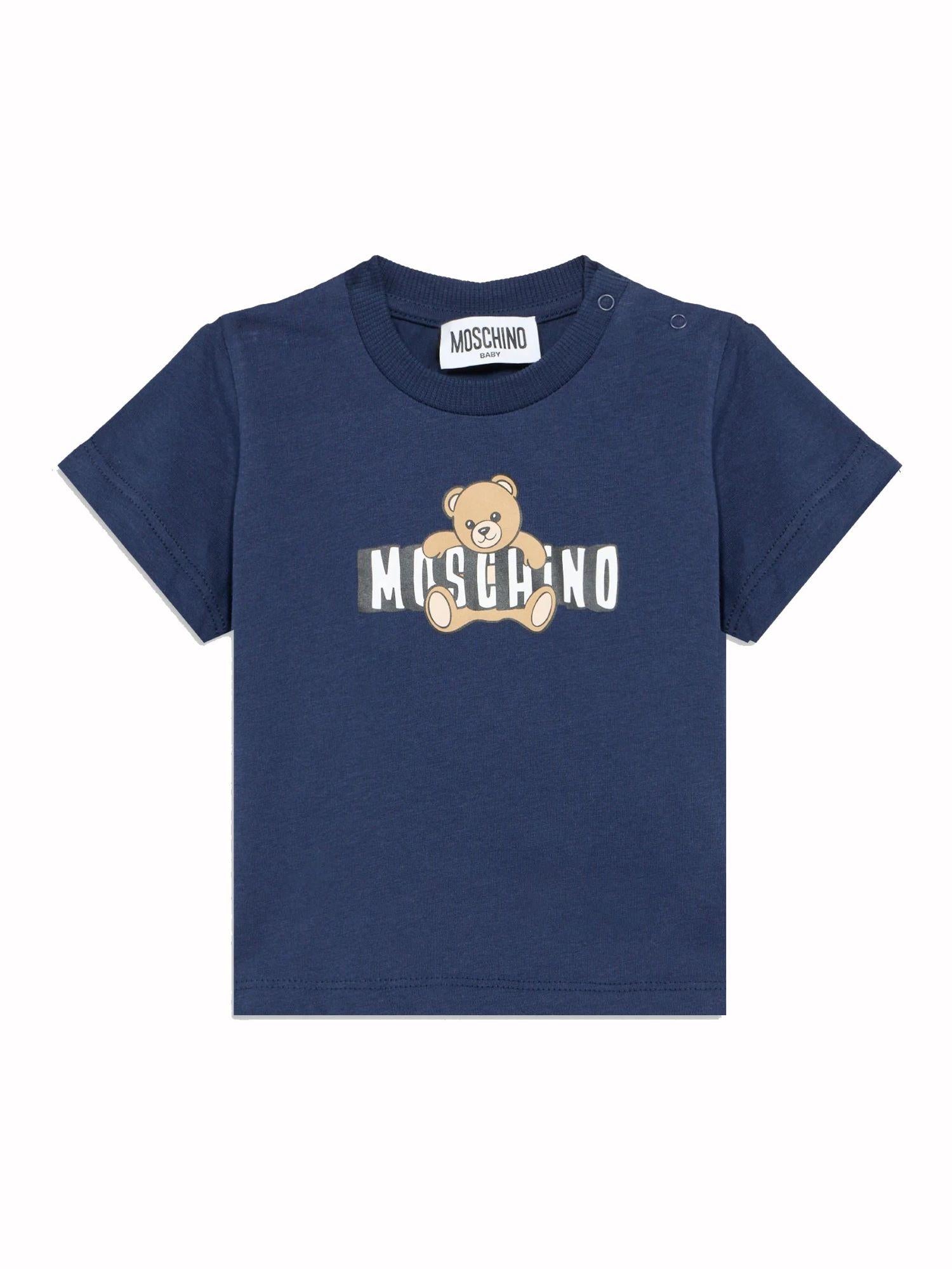 Moschino T-shirt neonato manica corta con orsetto blu MUM04P-LAA03 40016 MOSCHINO 