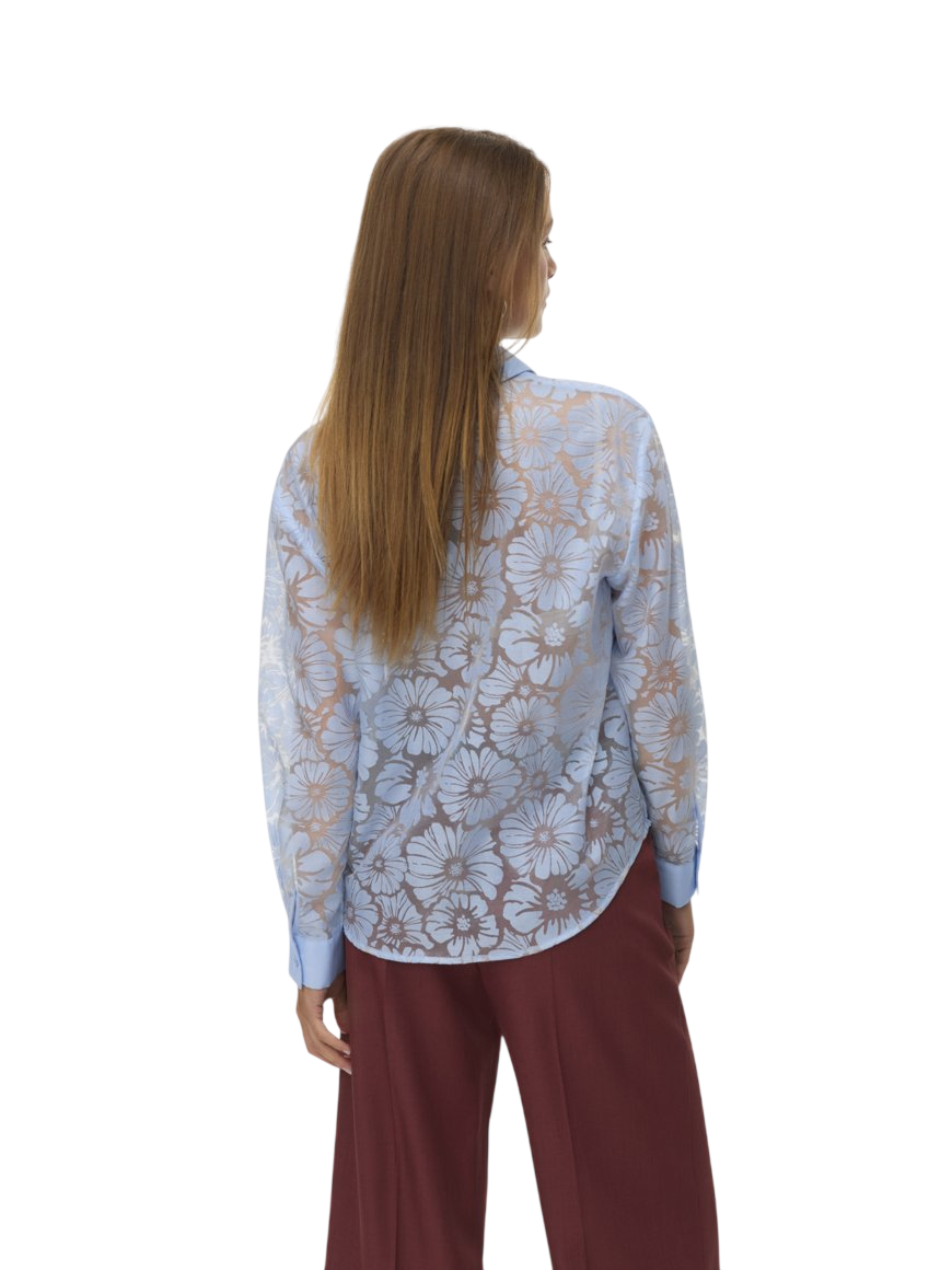 Vero Moda camicia donna in organza trama floreale celeste 10340599 BRUNNERA BLUE VERO MODA 