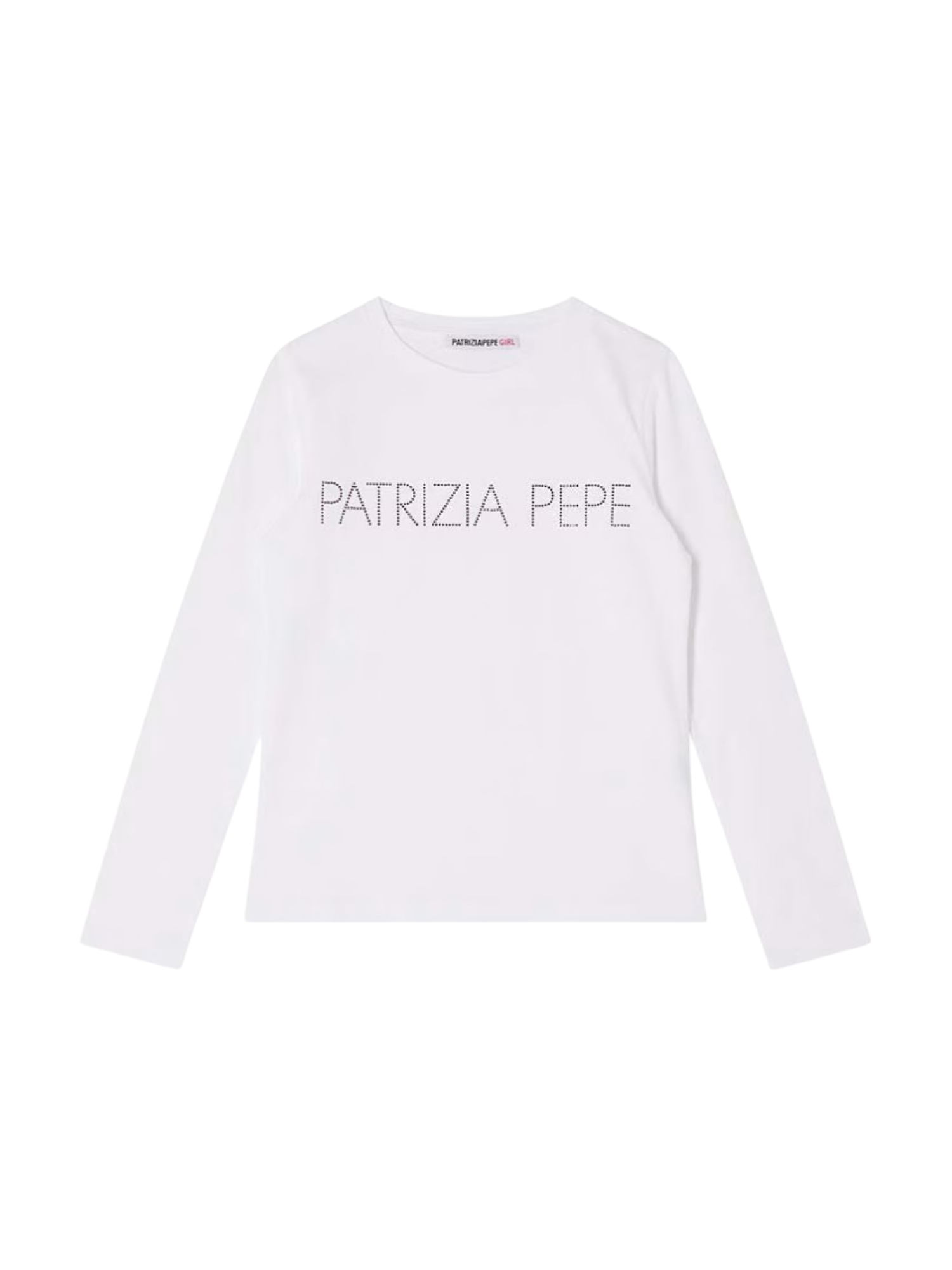 Patrizia Pepe T-shirt manica lunga con logo strass bianco 7M0753-J061 FG27 PATRIZIA PEPE 
