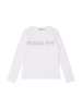 Patrizia Pepe T-shirt manica lunga con logo strass bianco