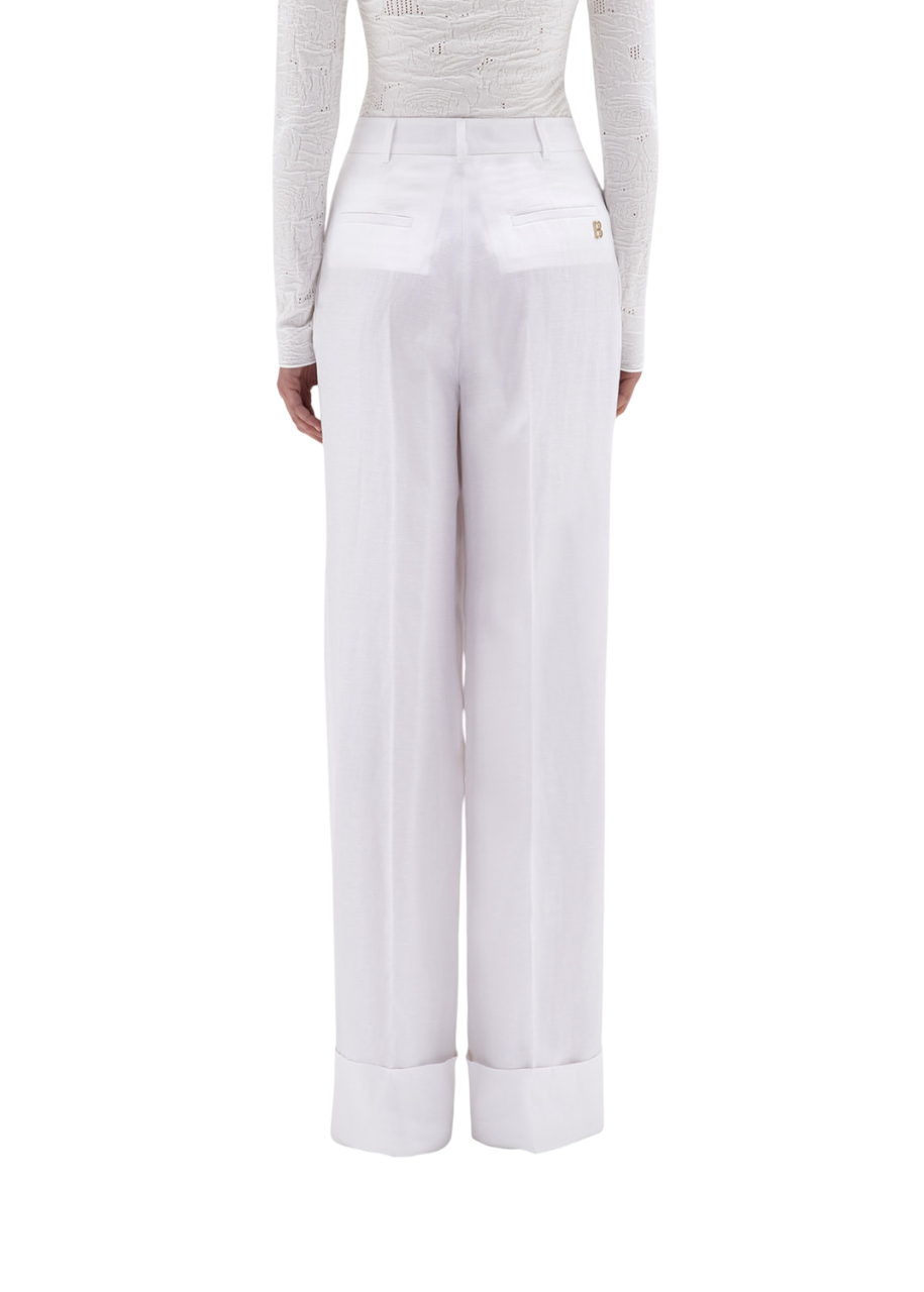 Blugirl pantaloni gamba larga misto lino bianco RA5161T8823 14300 BLUGIRL 
