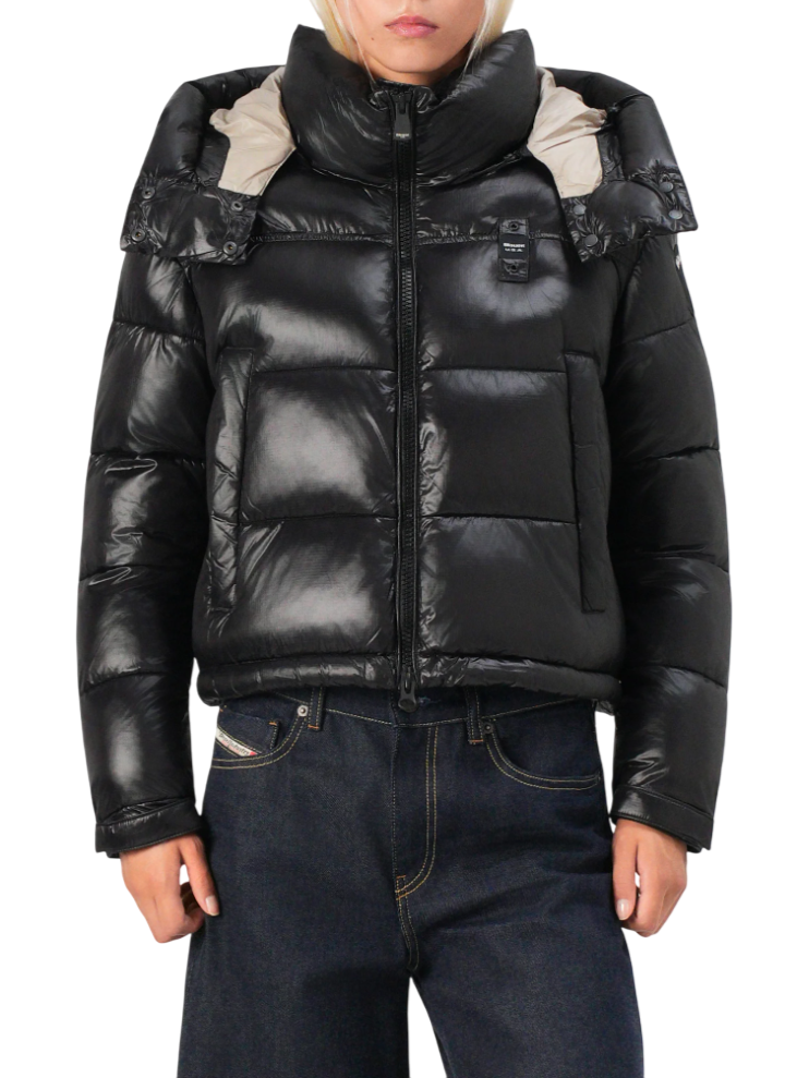 Blauer piumino donna Gloria con cappuccio nero beige 25WBLDC02170-006648 999EI BLAUER 