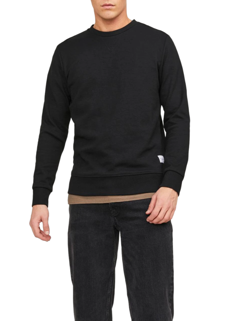 Jack&Jones felpa uomo basic nero 12181903 BLACK JACK&JONES 
