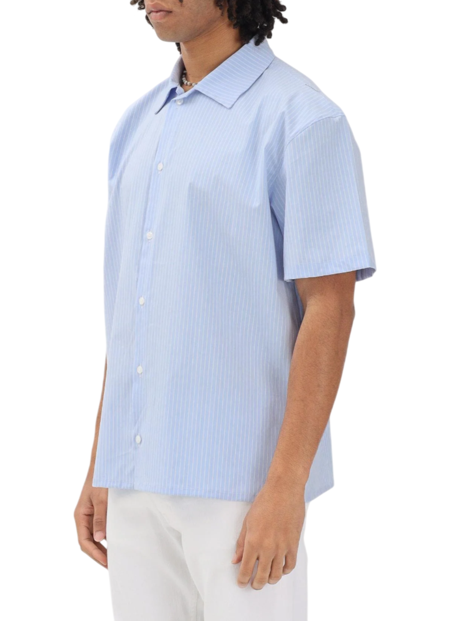Disclaimer camicia uomo in fantasia gessata celeste 55529 CELESTE DISCLAIMER 