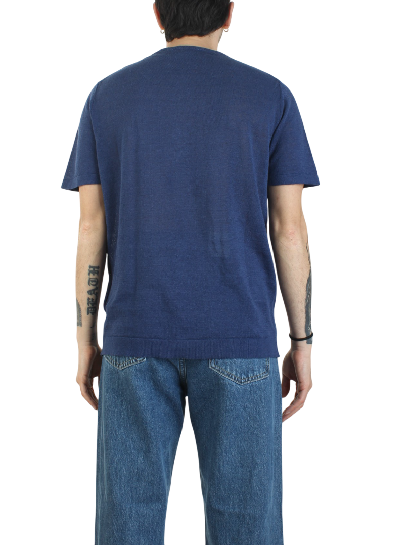 Liu Jo maglia maniche corte in misto lino blu QA5034MA72P 94026 LIU JO 