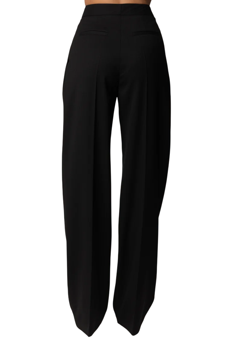 Elisabetta Franchi pantaloni gamba larga donna con pinces nero PA15761 110 ELISABETTA FRANCHI 