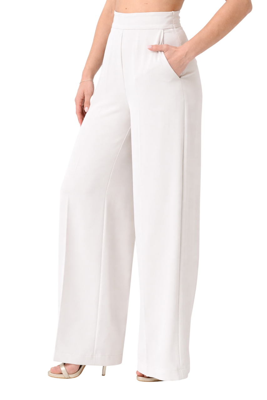Silence pantaloni palazzo vita alta panna PA278UP OFF WHITE SILENCE 