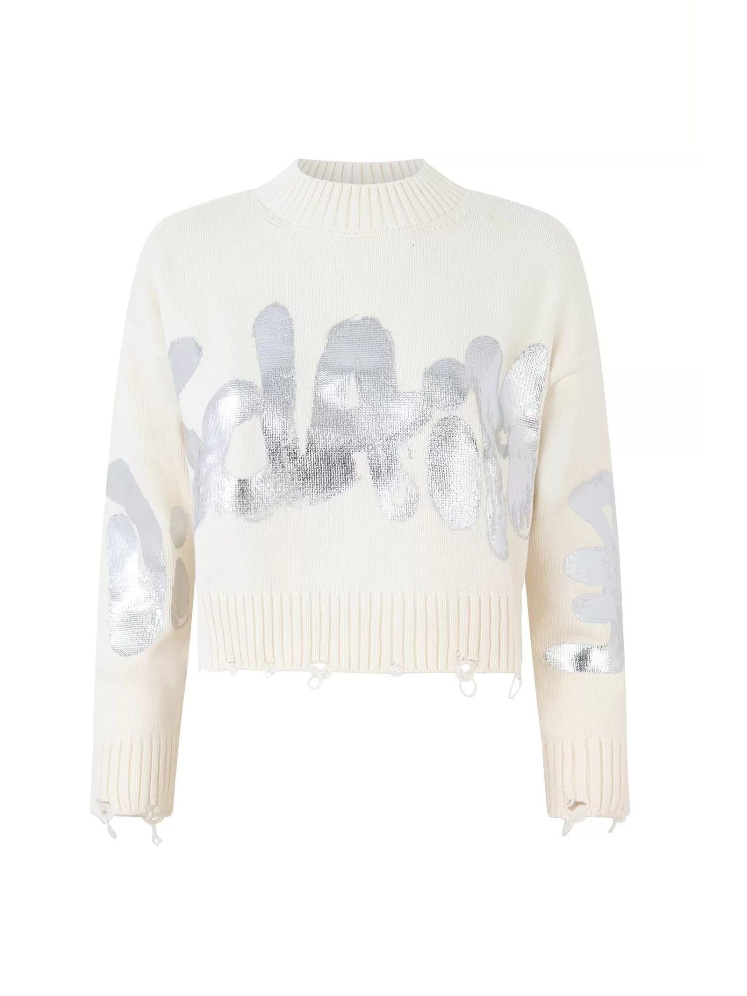 Disclaimer maglia crop con logo panna 55174 LATTE DISCLAIMER 