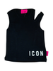 Icon top smanicato a costine con cut out nero