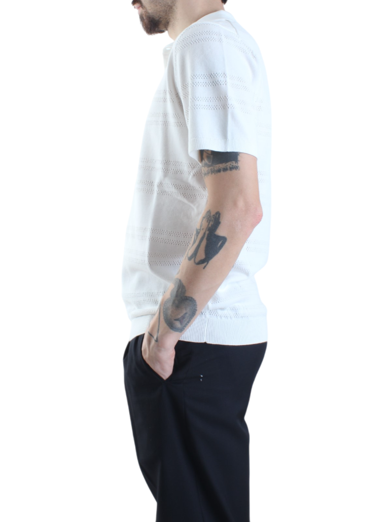 Opificio 4.0 polo manica corta in maglia traforata bianco latte 651113 OFF WHITE Opificio 4.0 