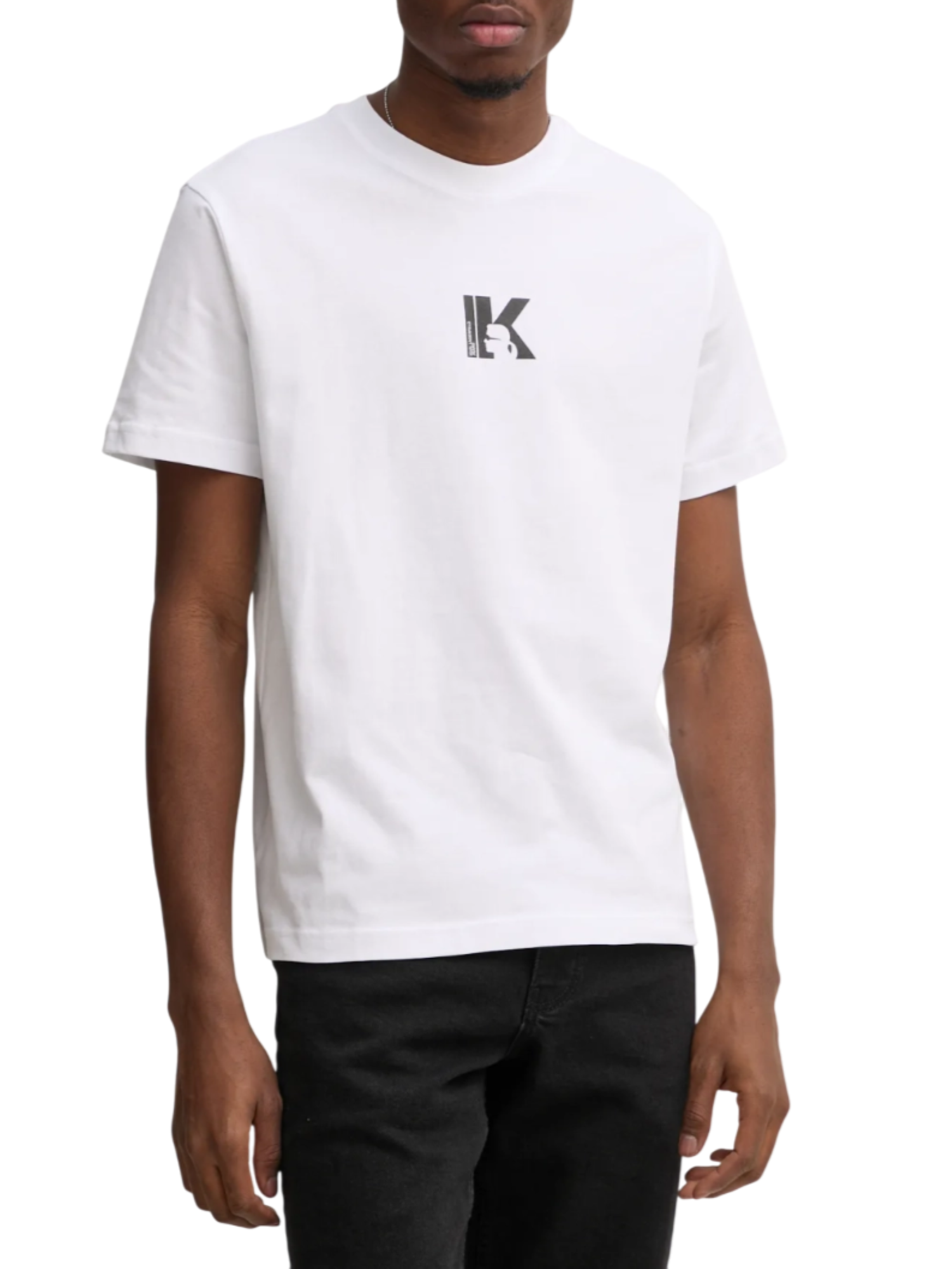 Karl Lagerfeld Jeans T-shirt manica corta con stampa logo bianco