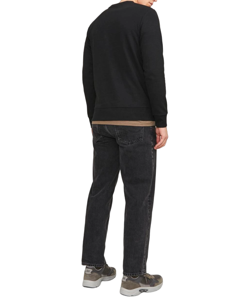 Jack&Jones felpa uomo basic nero 12181903 BLACK JACK&JONES 