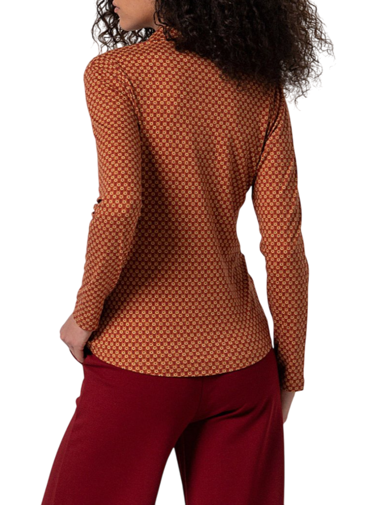 Surkana camicia manica lunga in fantasia arancio 555LANI113 75 SURKANA 