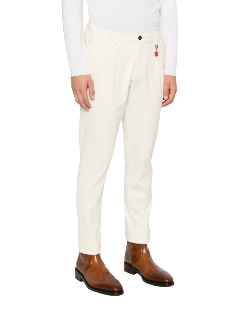 Manuel Ritz pantaloni chino in twill con pinces panna 3732P1428TC-243783 03 MANUEL RITZ 
