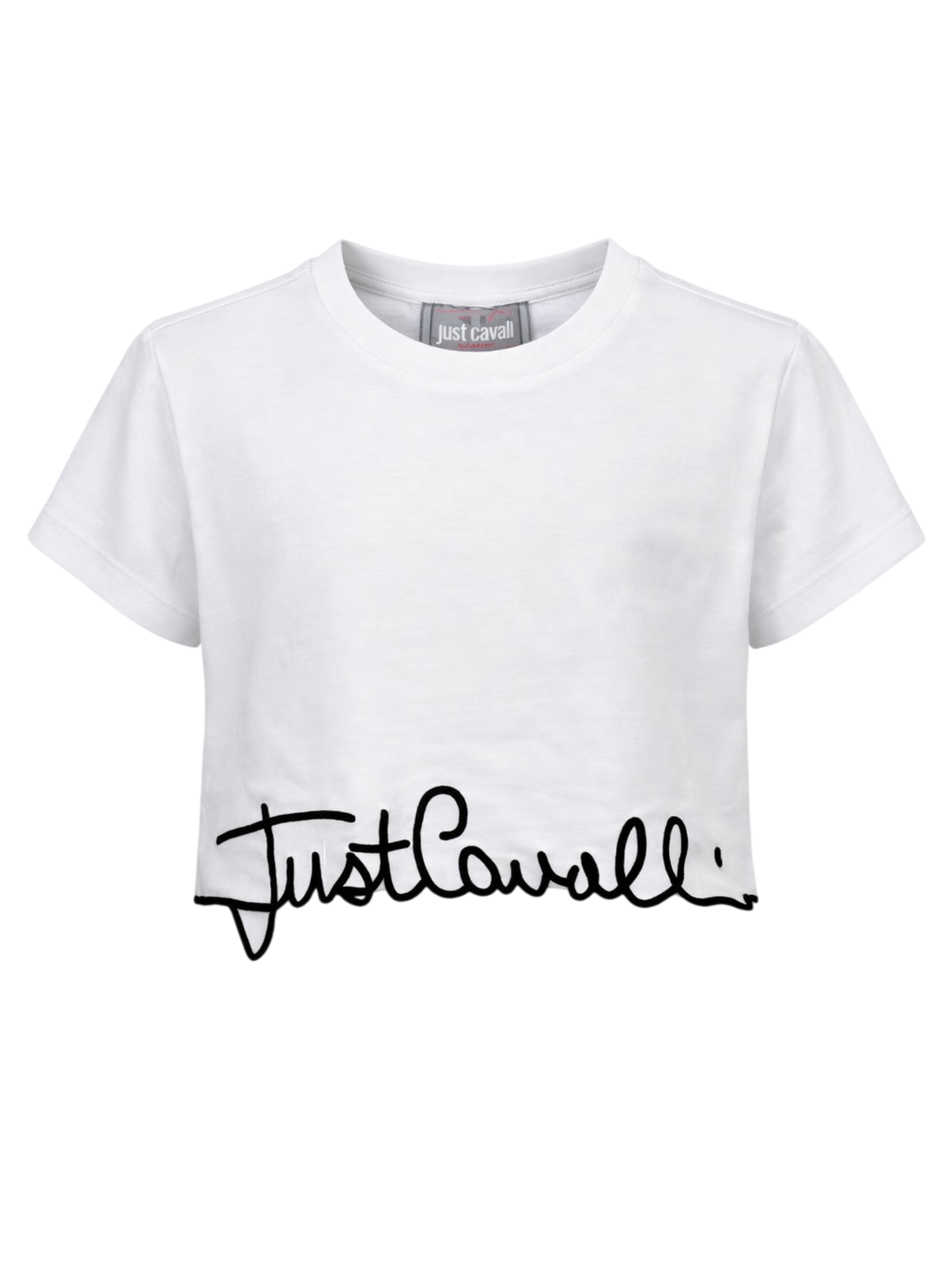 Just Cavalli T-shirt crop bambina con logo bianco JGP26084TS WHITE-BLACK JUST CAVALLI 