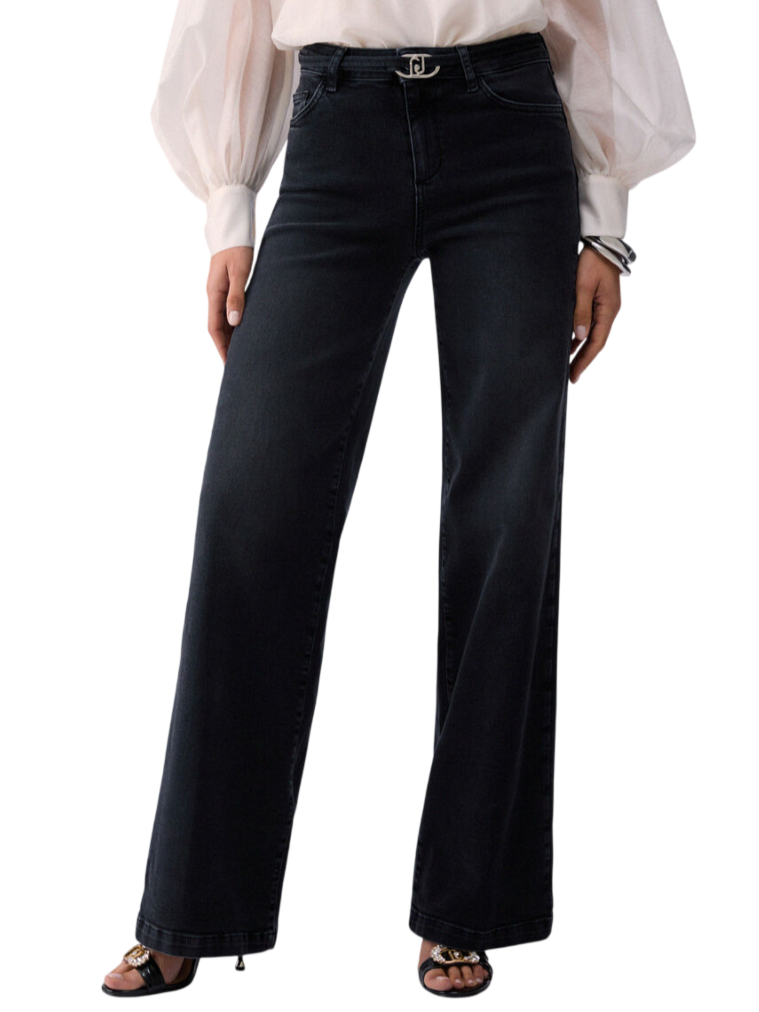Liu Jo jeans flare vita alta con cintina lavaggio nero UA6160D0264 87451 LIU JO 