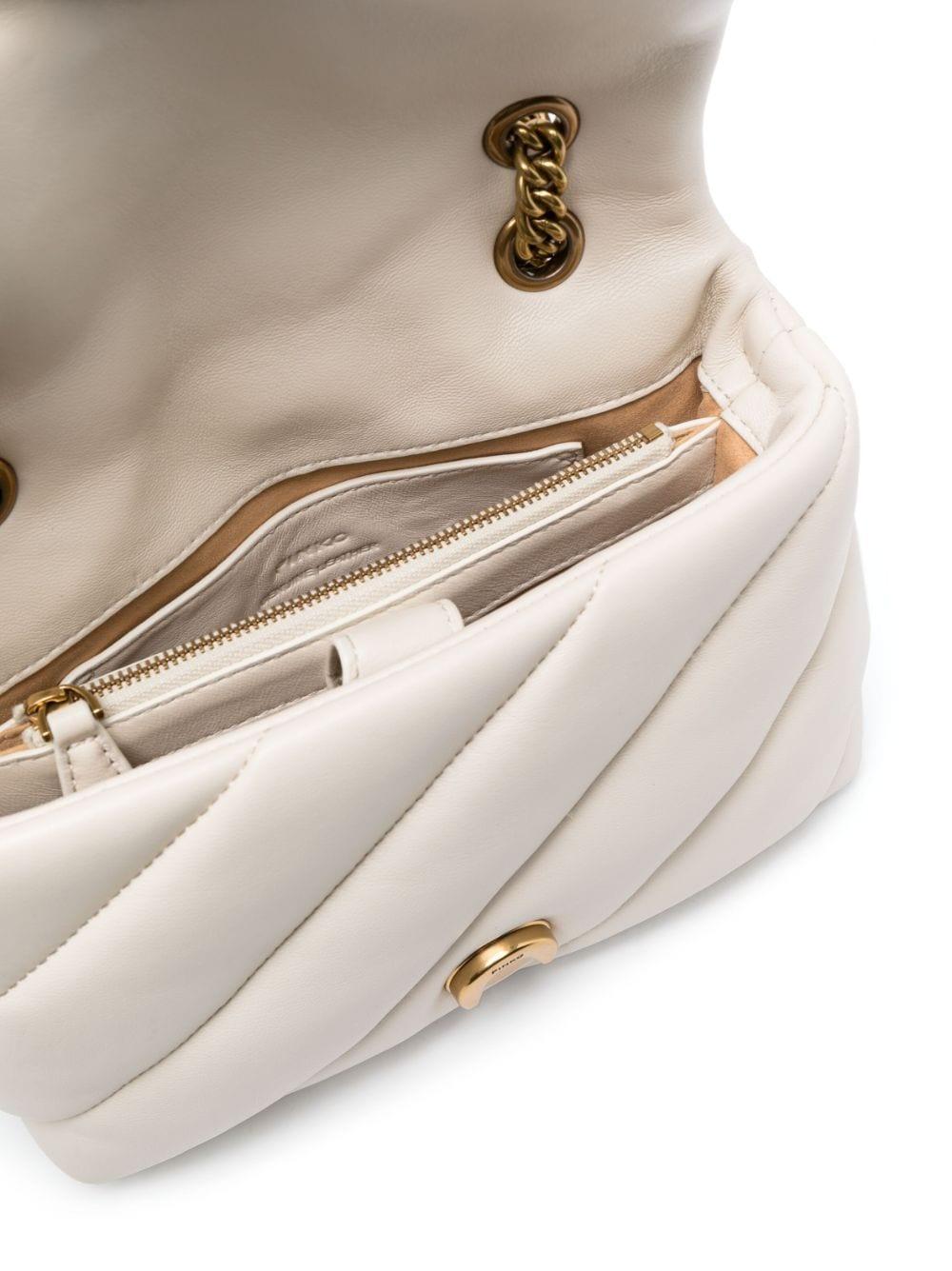 Pinko borsa a spalla Love Bag Mini Puff in pelle trapuntata bianco oro 100039-A0F2 Z14Q PINKO 