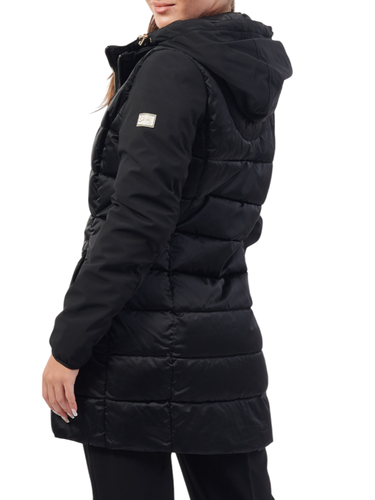 Yes Zee piumino lungo imbottito trapuntato nero O045-M800 0801 YES-ZEE 