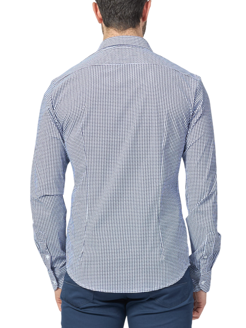 Yes Zee camicia manica lunga in micro fantasia blu bianco C505-OP00 2001 YES-ZEE 