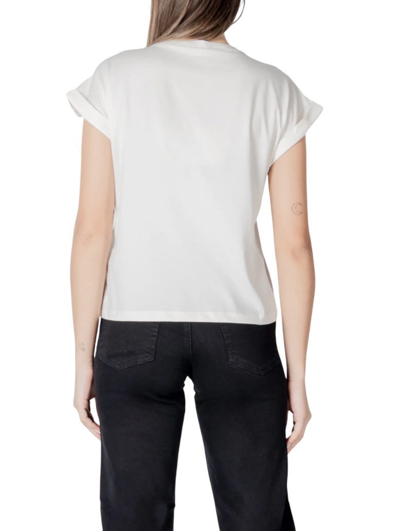 Liu Jo T-shirt manica corta in jersey con logo bianco latte