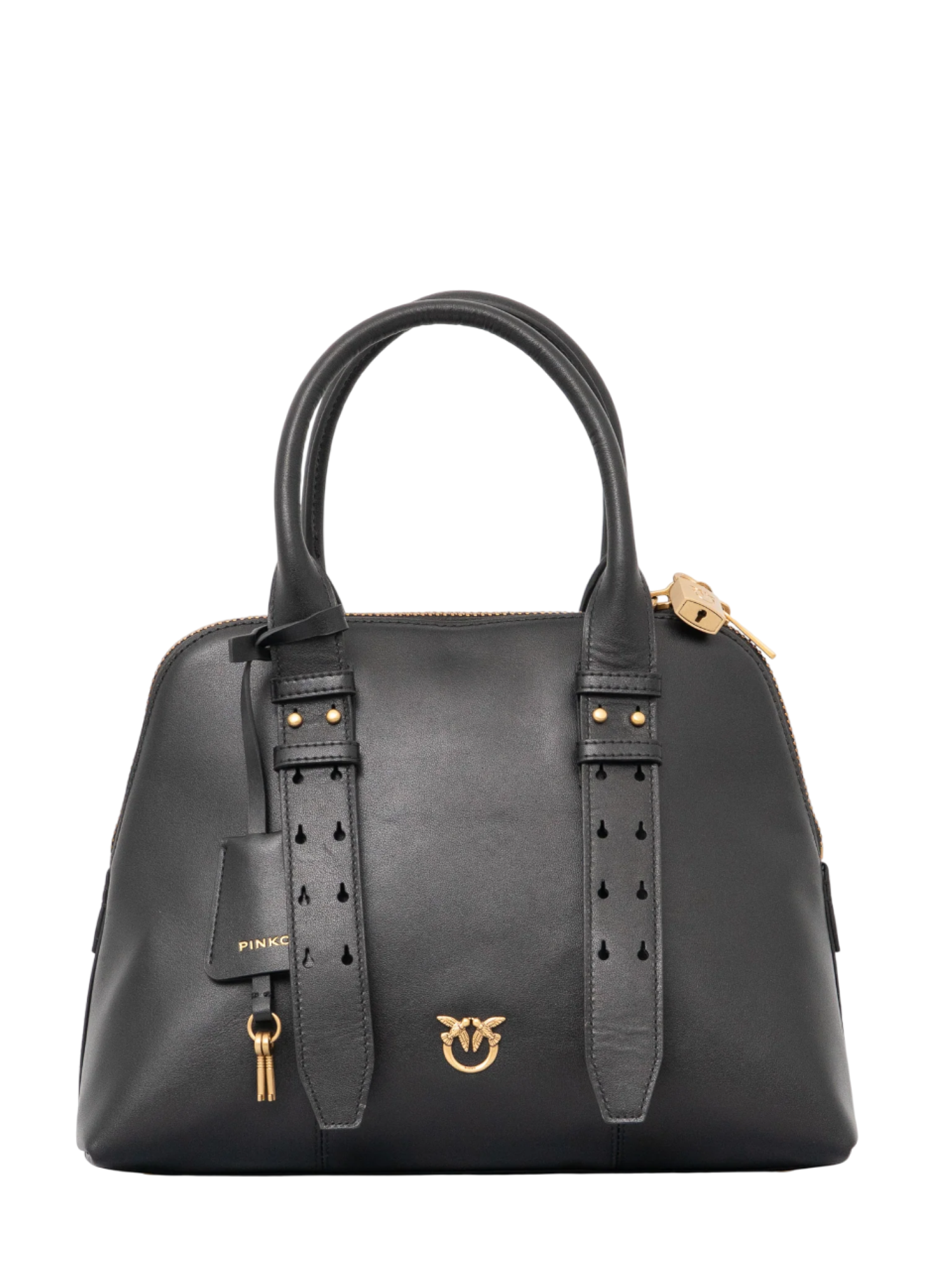 Pinko borsa Bowling Bag Medium in pelle nero oro 105906-A0QO Z99Q PINKO 