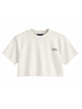 County of Milan T-shirt crop bambina con logo strass beige chiaro