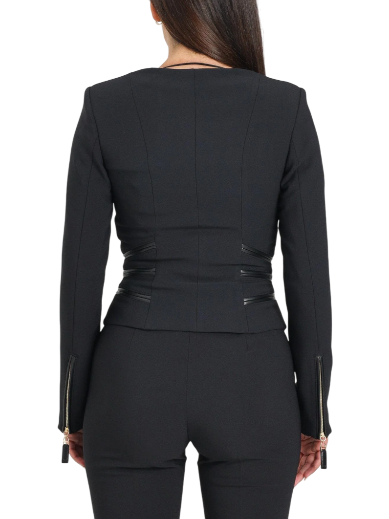 Elisabetta Franchi giacca slim in crepe con zip nero GI17356E2 110 ELISABETTA FRANCHI 